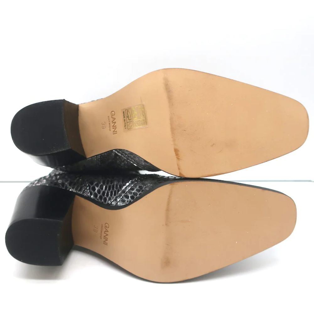 Ganni Callie Western Chelsea Boots Silver Metallic Snake-Print Leather Size 39 - Picture 9 of 10